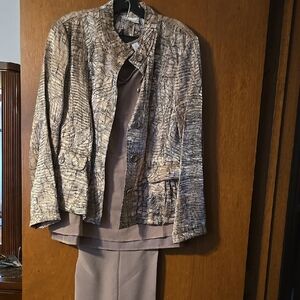 Stylish Women's Jacket and Pants in Brown and Tan